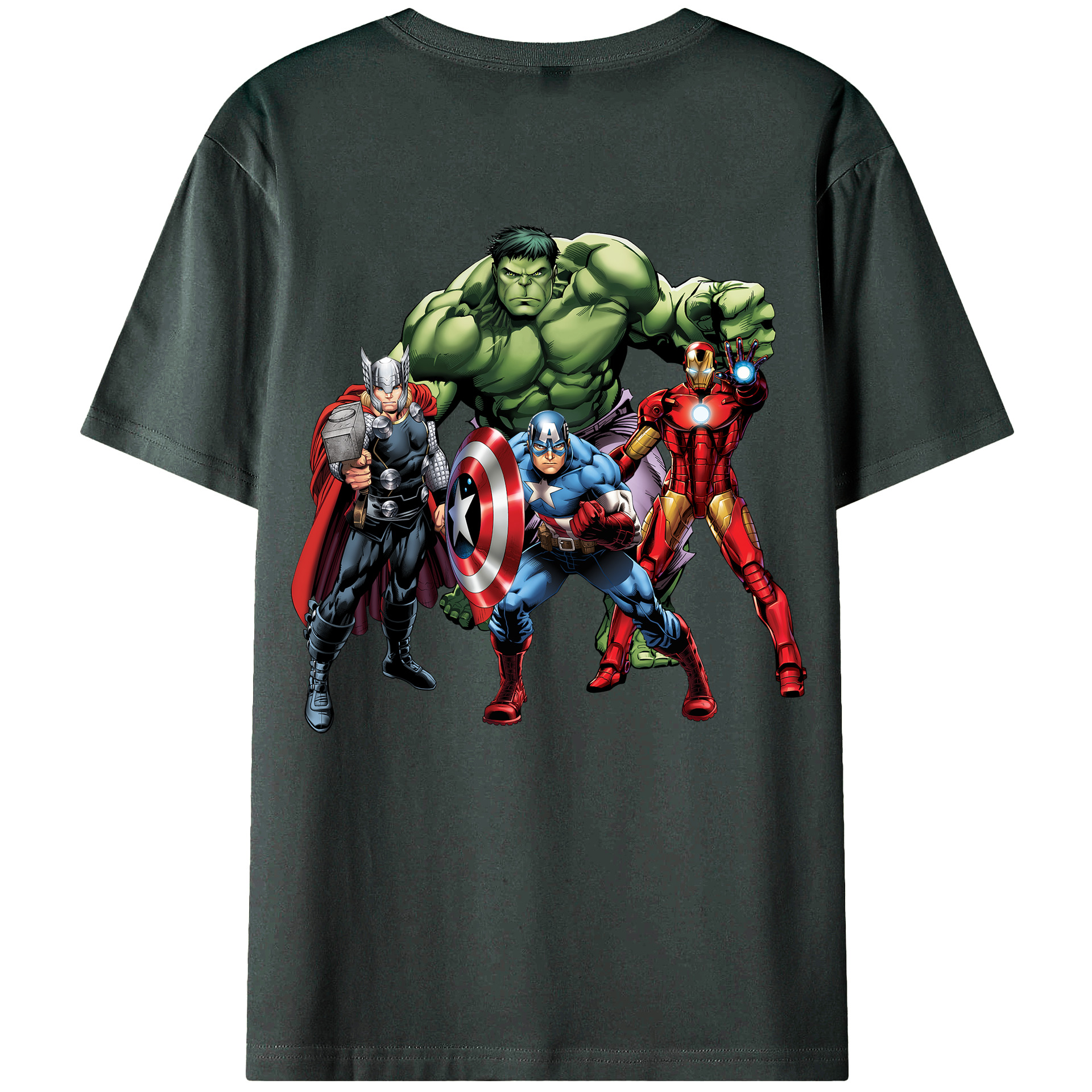 （画像用） アベンジャーズ The Avengers 綿100％ メンズ半袖Tシャツ（バックプリント） 通気性